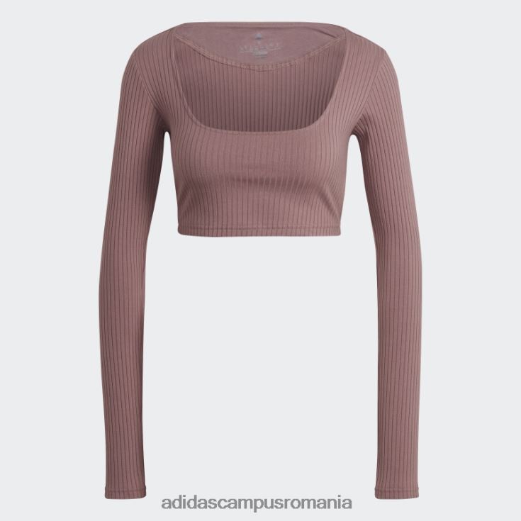 adidas campus romania tricou cu mânecă lungă decupată cu nervuri studio lounge violet femei Violet J266N210364