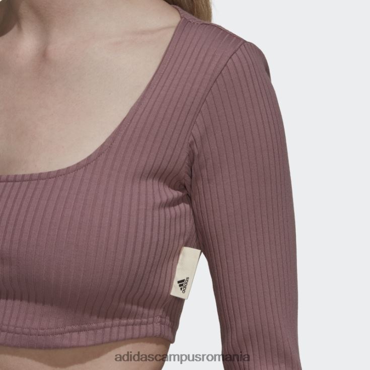 adidas campus romania tricou cu mânecă lungă decupată cu nervuri studio lounge violet femei Violet J266N210364