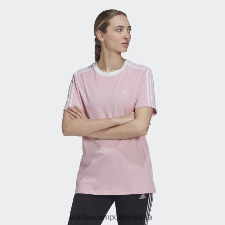 adidas campus romania tricou essentials cu 3 dungi, roz adevărat femei roz/alb adevărat J266N23704