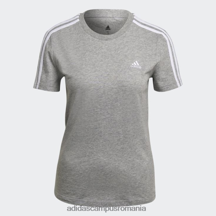 adidas campus romania tricou essentials slim cu 3 dungi gri mediu femei gri mediu/alb J266N216657