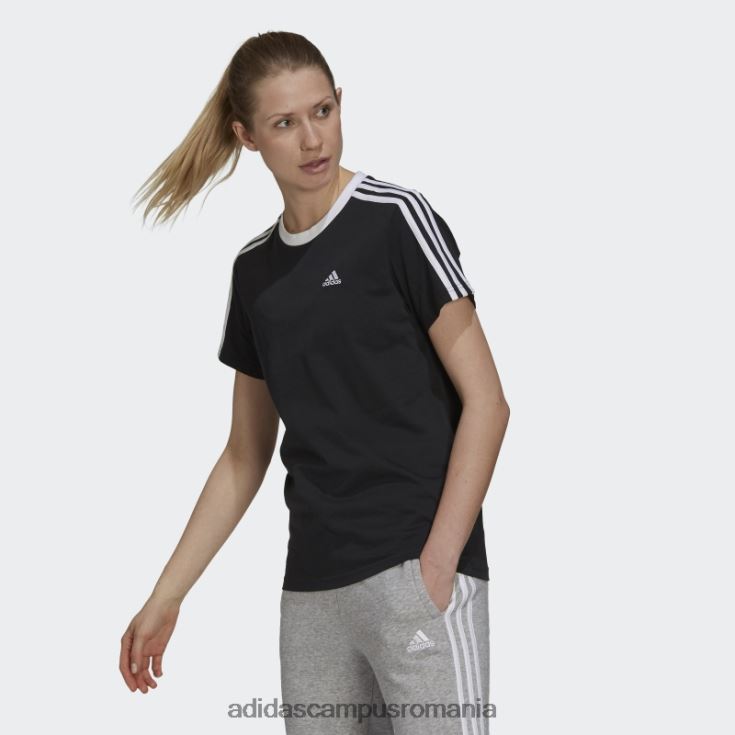adidas campus romania tricou negru cu 3 dungi essentials femei alb negru J266N216805