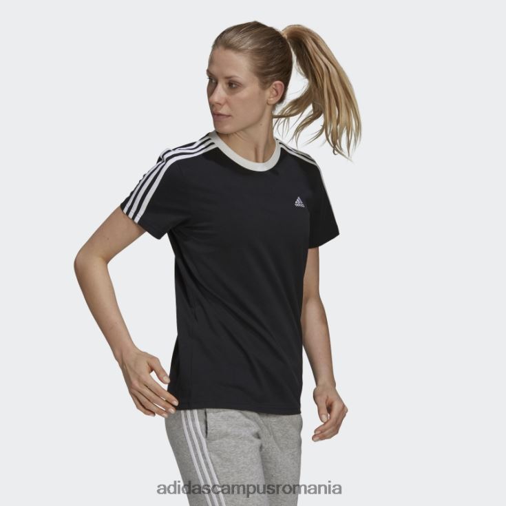adidas campus romania tricou negru cu 3 dungi essentials femei alb negru J266N216805