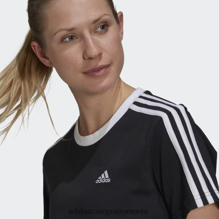 adidas campus romania tricou negru cu 3 dungi essentials femei alb negru J266N216805