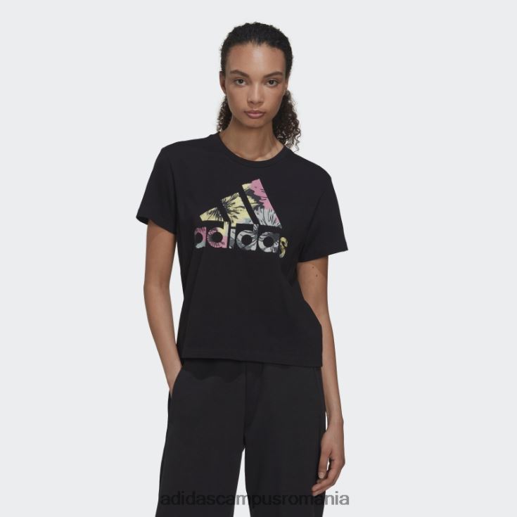 adidas campus romania tricou obișnuit cu imprimeu peste tot, negru femei negru/multicolor J266N29392