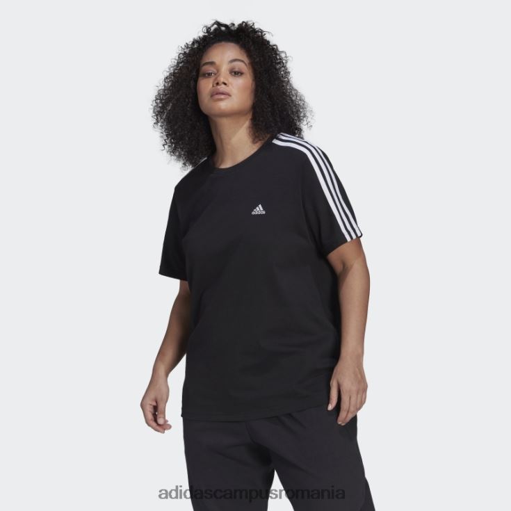 adidas campus romania tricou slim cu 3 dungi essentials (mărime plus) negru femei alb negru J266N22474