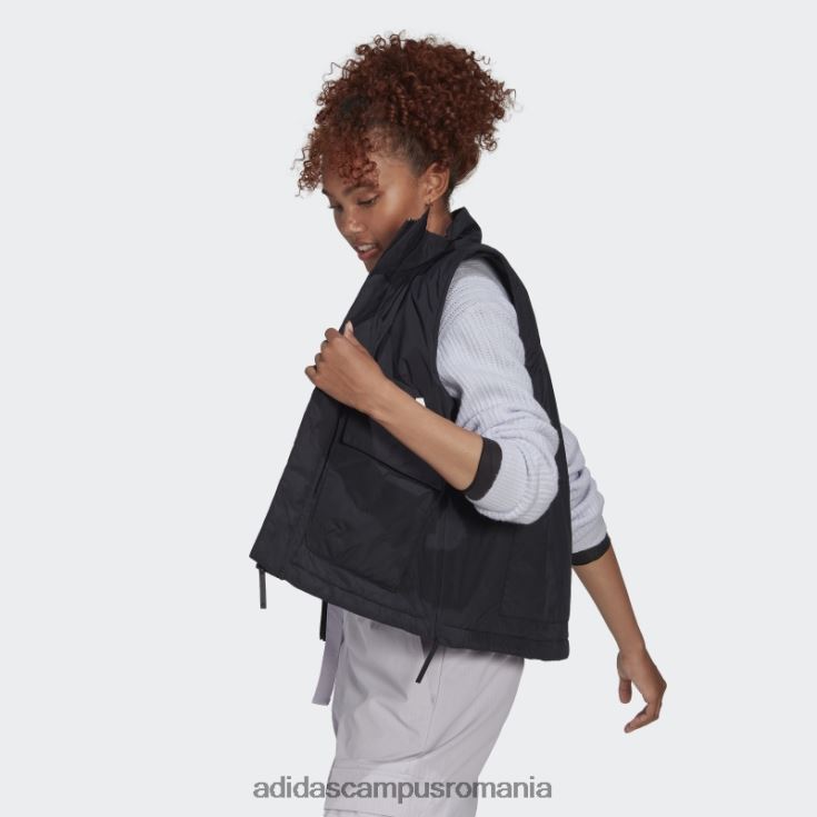 adidas campus romania vestă puf neagră femei alb negru J266N22288