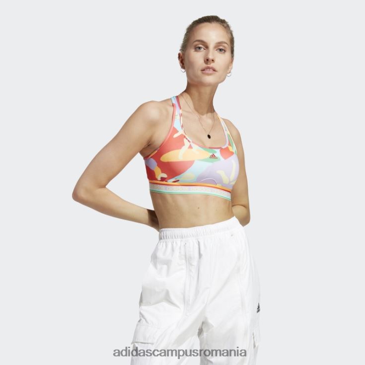 adidas campus romania x farm rio sutien mediu de sustinere auriu real femei strălucire auriu/violet real J266N29465