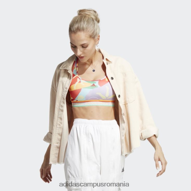 adidas campus romania x farm rio sutien mediu de sustinere auriu real femei strălucire auriu/violet real J266N29465
