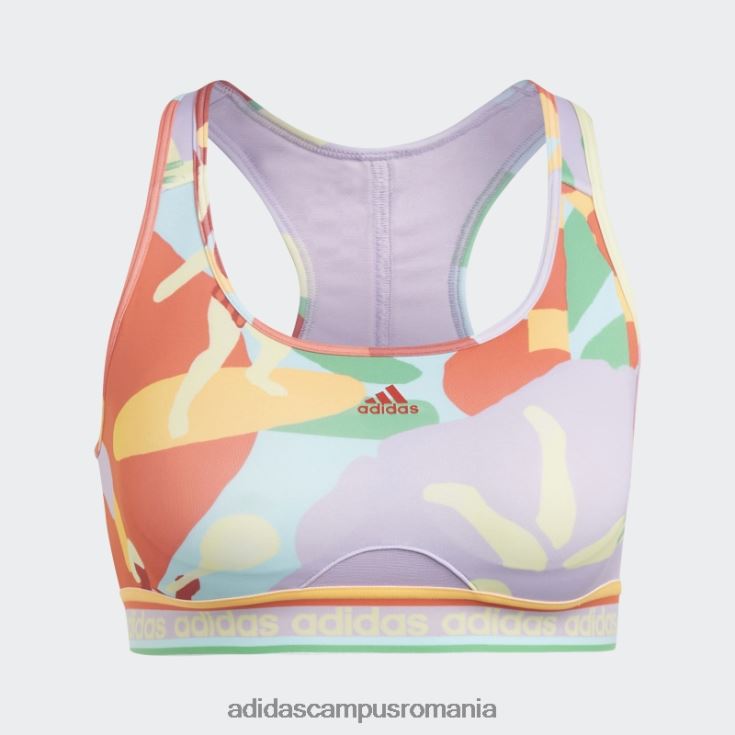 adidas campus romania x farm rio sutien mediu de sustinere auriu real femei strălucire auriu/violet real J266N29465