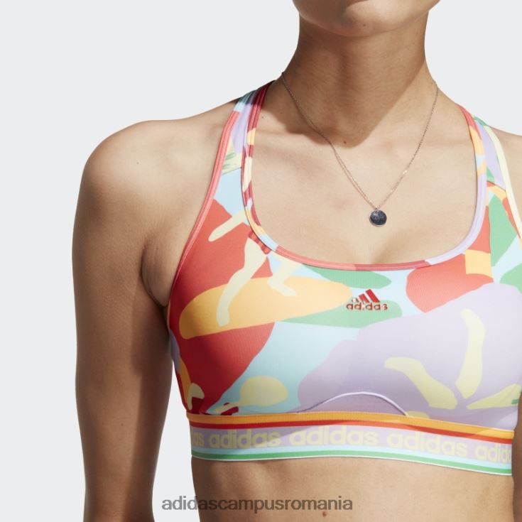 adidas campus romania x farm rio sutien mediu de sustinere auriu real femei strălucire auriu/violet real J266N29465