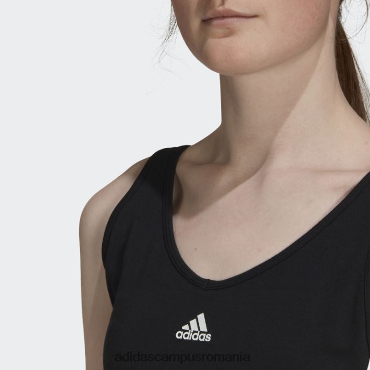 adidas campus romania Essential crop top cu 3 dungi negru femei alb negru J266N28864
