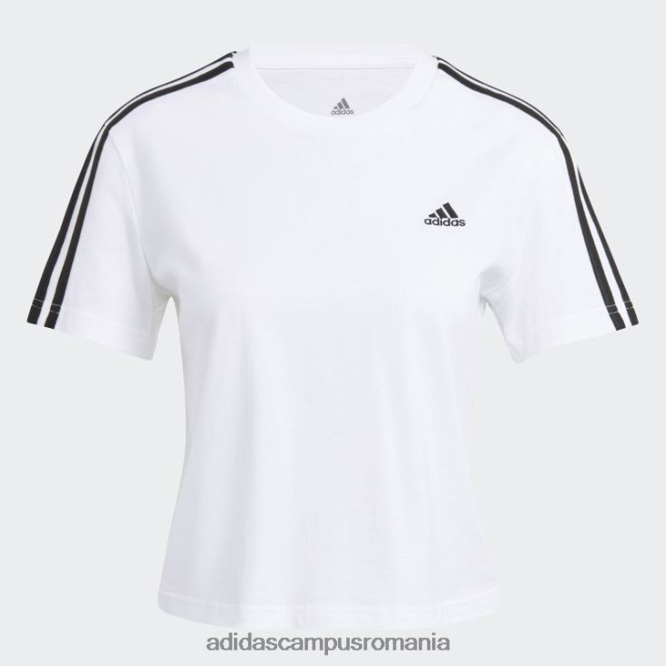 adidas campus romania Essential tricou decupat cu 3 dungi alb femei alb negru J266N29074