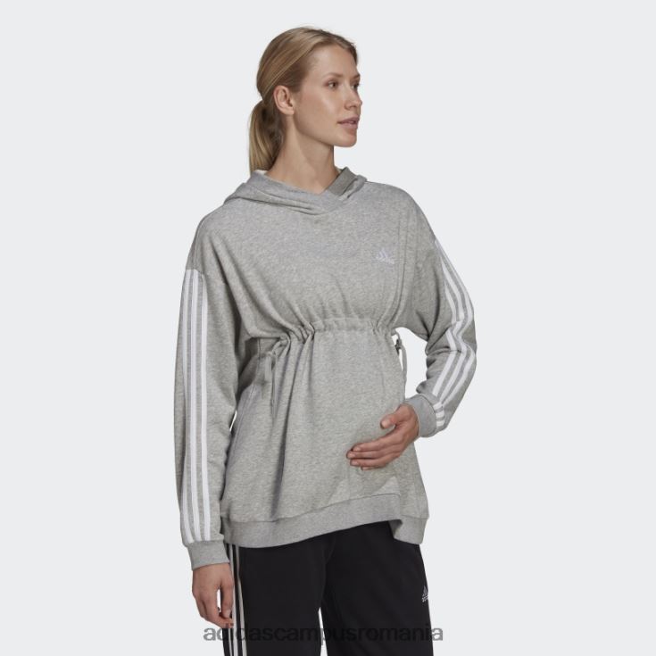 adidas campus romania essentials bumbac hanorac 3 dungi (maternitate) alb moda femei gri mediu/alb J266N210518