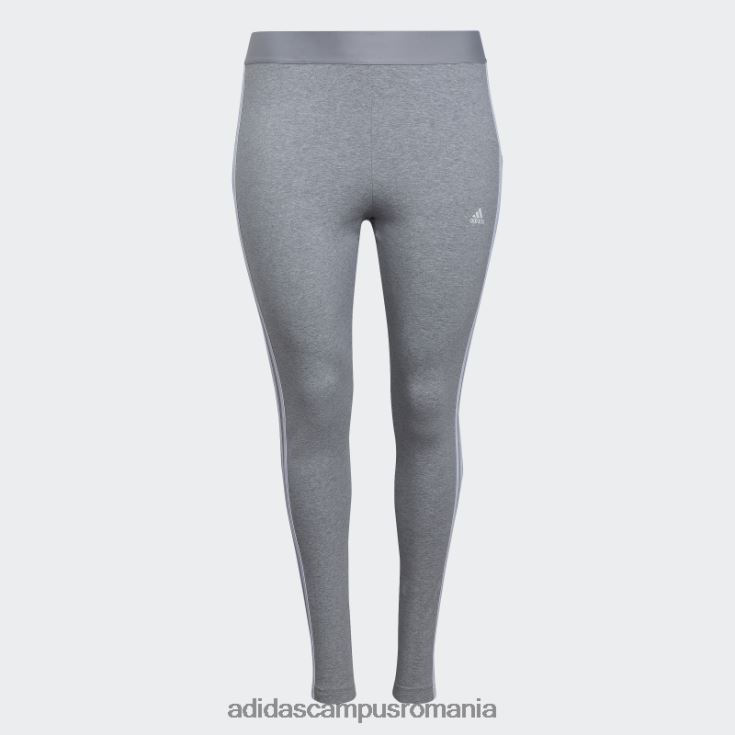 adidas campus romania essentials jambiere cu 3 dungi (plus marime) gri mediu femei gri mediu/alb J266N29475