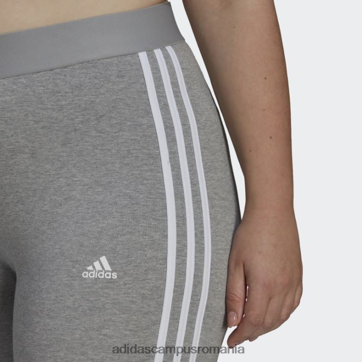adidas campus romania essentials jambiere cu 3 dungi (plus marime) gri mediu femei gri mediu/alb J266N29475