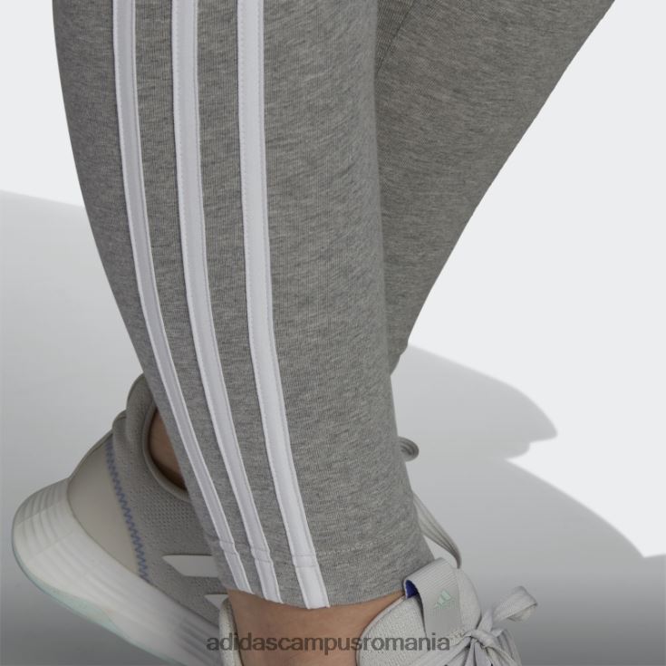 adidas campus romania essentials jambiere cu 3 dungi (plus marime) gri mediu femei gri mediu/alb J266N29475