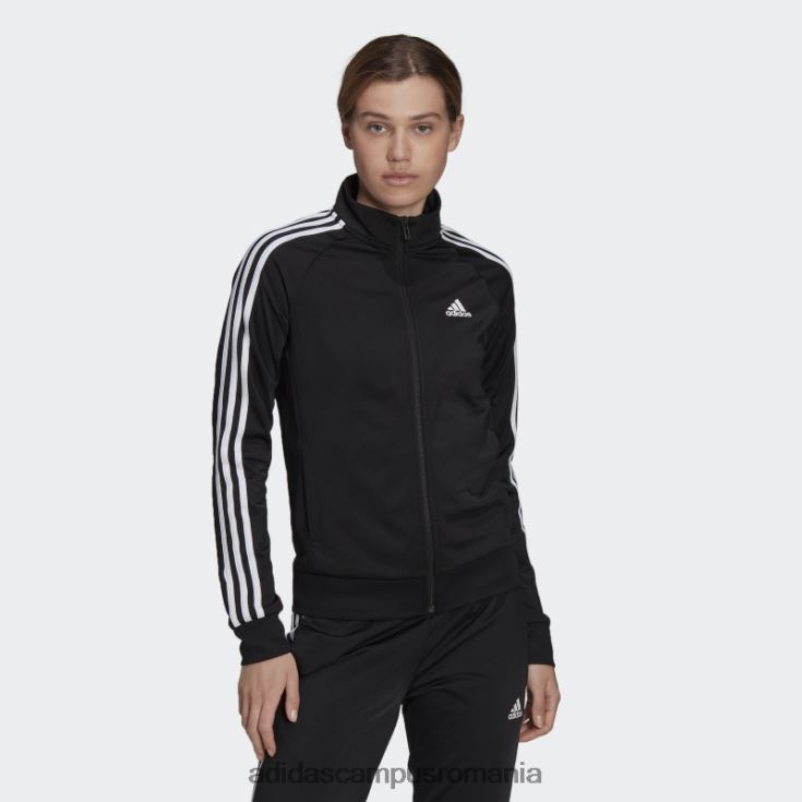 adidas campus romania jachetă neagră pentru încălzire primegreen essentials, subțire, cu 3 dungi femei negru J266N28867