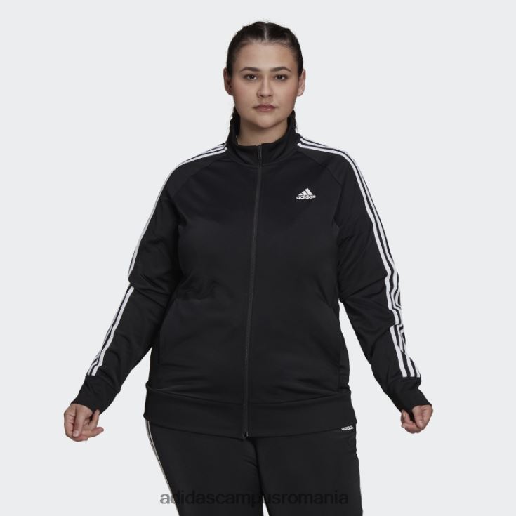 adidas campus romania jachetă neagră, tricot de încălzire, subțire, cu 3 dungi (mărime plus) femei negru J266N28890