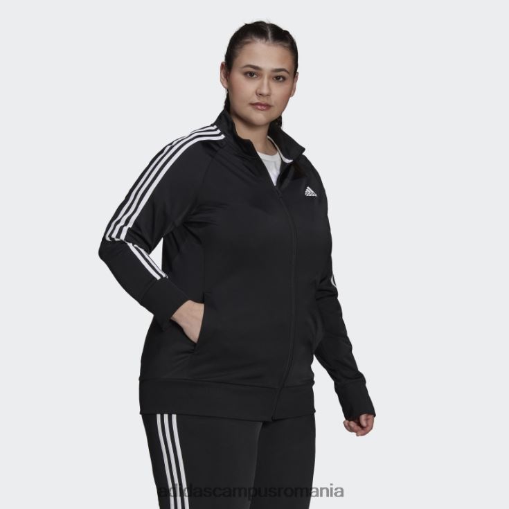 adidas campus romania jachetă neagră, tricot de încălzire, subțire, cu 3 dungi (mărime plus) femei negru J266N28890