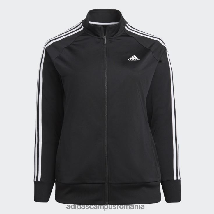 adidas campus romania jachetă neagră, tricot de încălzire, subțire, cu 3 dungi (mărime plus) femei negru J266N28890