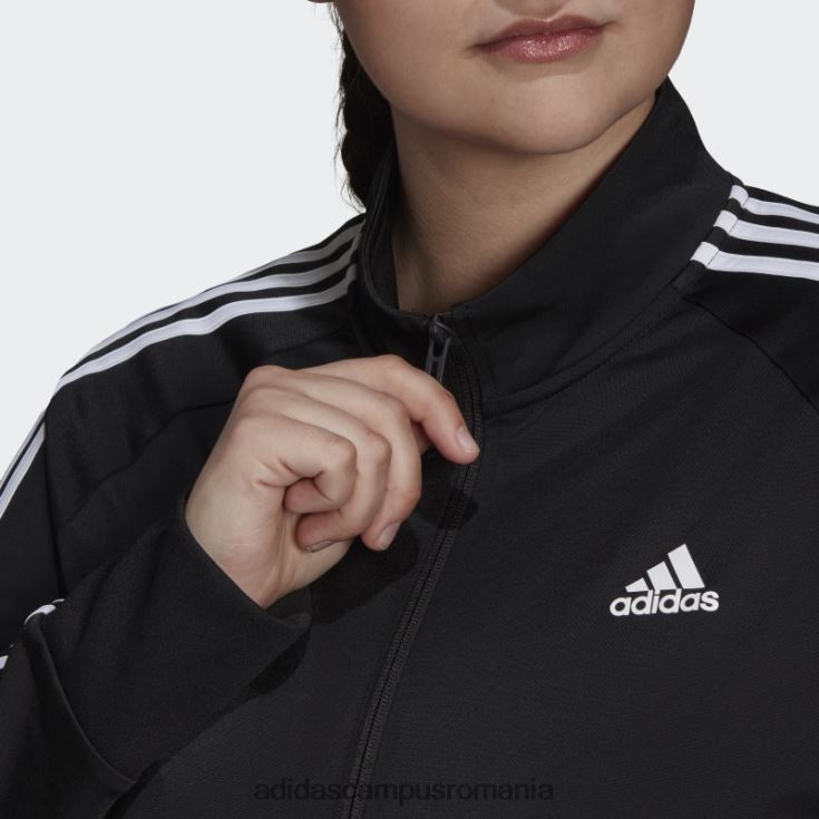 adidas campus romania jachetă neagră, tricot de încălzire, subțire, cu 3 dungi (mărime plus) femei negru J266N28890