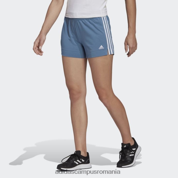 adidas campus romania pantaloni scurți subțiri cu 3 dungi, albastru alterat, esențiale adidas femei albastru/alb alterat J266N210305