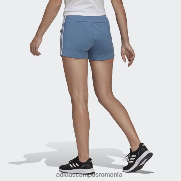 adidas campus romania pantaloni scurți subțiri cu 3 dungi, albastru alterat, esențiale adidas femei albastru/alb alterat J266N210305