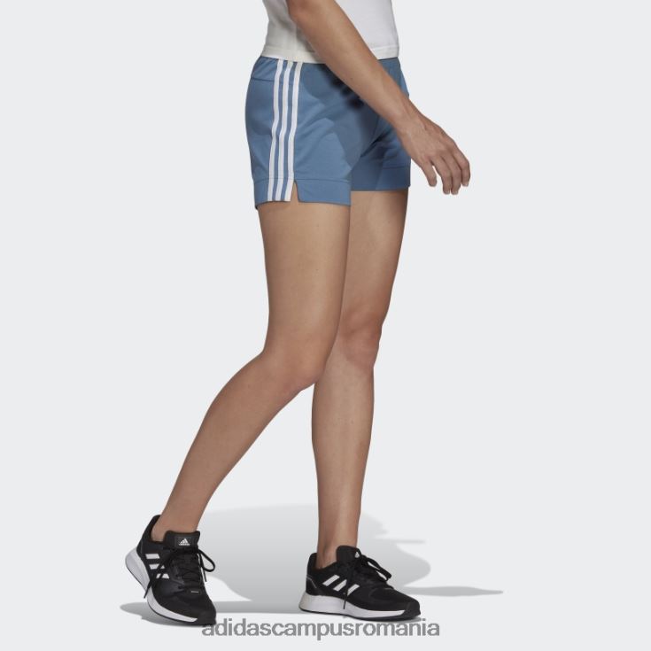 adidas campus romania pantaloni scurți subțiri cu 3 dungi, albastru alterat, esențiale adidas femei albastru/alb alterat J266N210305