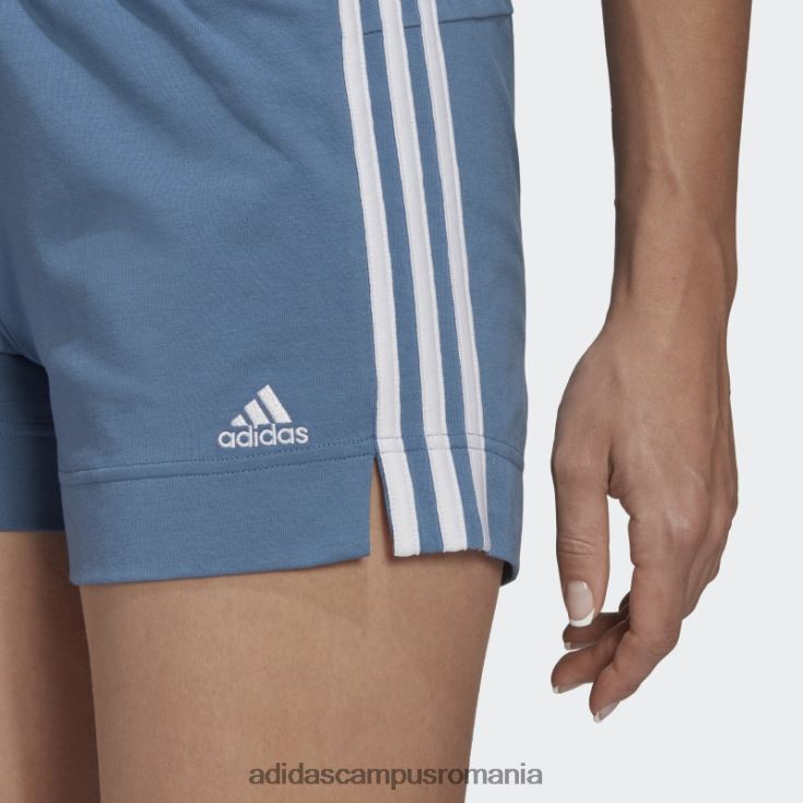 adidas campus romania pantaloni scurți subțiri cu 3 dungi, albastru alterat, esențiale adidas femei albastru/alb alterat J266N210305