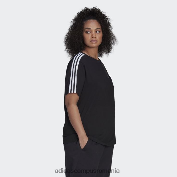 adidas campus romania tricou negru essentials subțire cu 3 dungi (plus mărime) adidas femei alb negru J266N29501