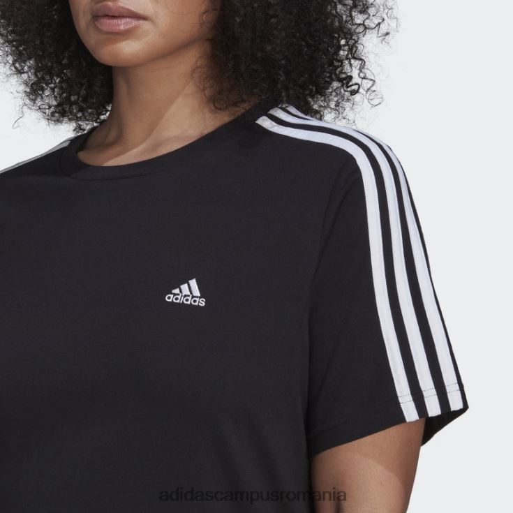 adidas campus romania tricou negru essentials subțire cu 3 dungi (plus mărime) adidas femei alb negru J266N29501