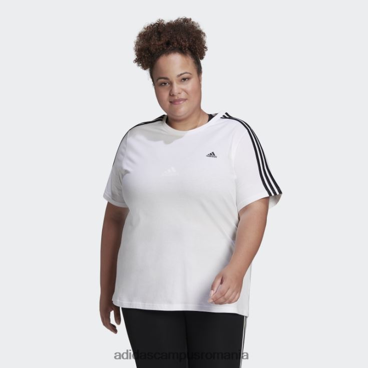 adidas campus romania tricou slim cu 3 dungi essentials (mărime plus) alb femei alb negru J266N28905