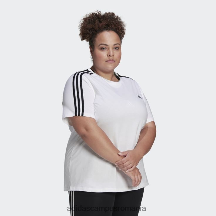 adidas campus romania tricou slim cu 3 dungi essentials (mărime plus) alb femei alb negru J266N28905