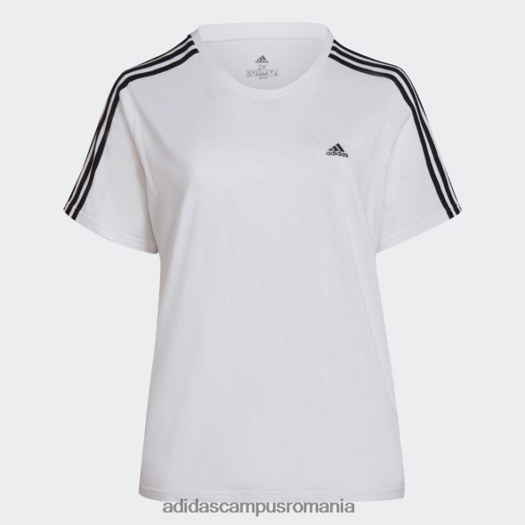 adidas campus romania tricou slim cu 3 dungi essentials (mărime plus) alb femei alb negru J266N28905