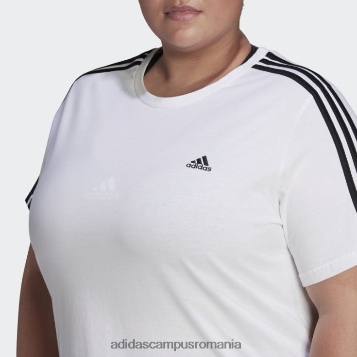 adidas campus romania tricou slim cu 3 dungi essentials (mărime plus) alb femei alb negru J266N28905