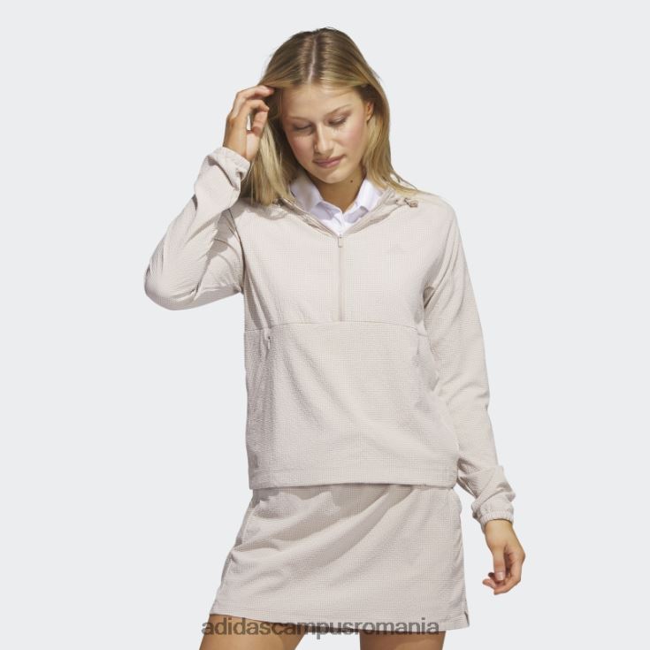 adidas campus romania Hanoră de golf seersucker cu fermoar 1/4 taupe adidas femei taupe J266N29732