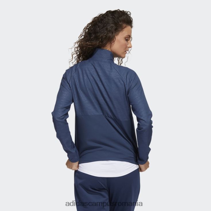 adidas campus romania Pulover 1/4-snap în relief bleumarin femei marina J266N23122