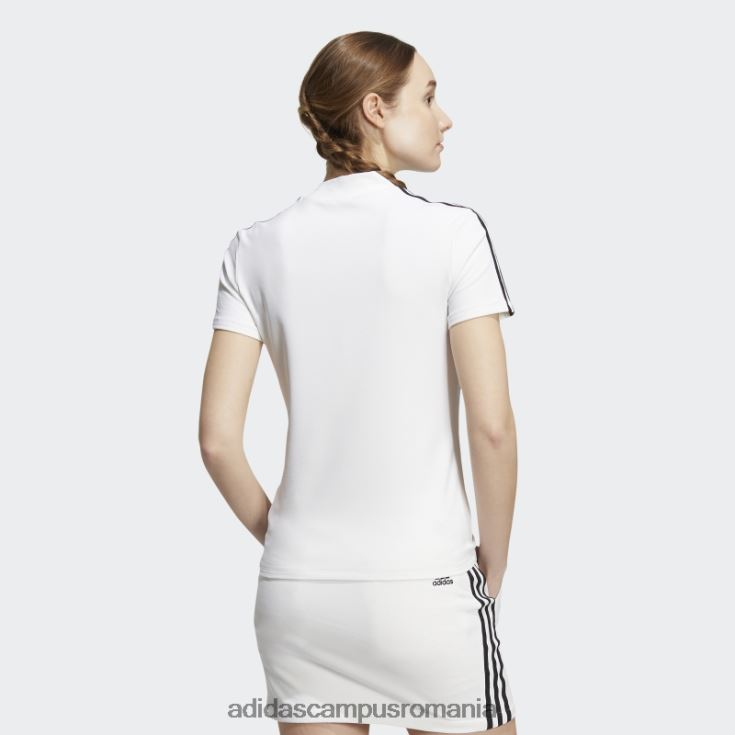 adidas campus romania Tricou cu gât fals cu 3 dungi alb adidas femei alb J266N23030