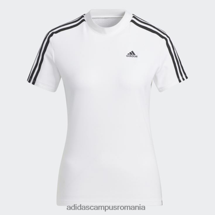 adidas campus romania Tricou cu gât fals cu 3 dungi alb adidas femei alb J266N23030