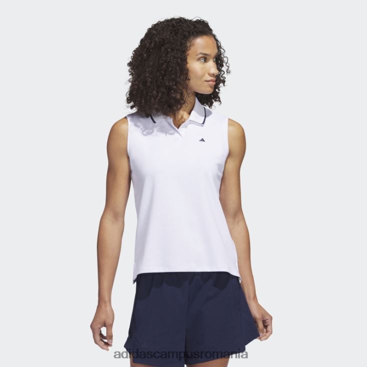 adidas campus romania tricou polo de golf alb fără mâneci din piqué femei alb J266N29790