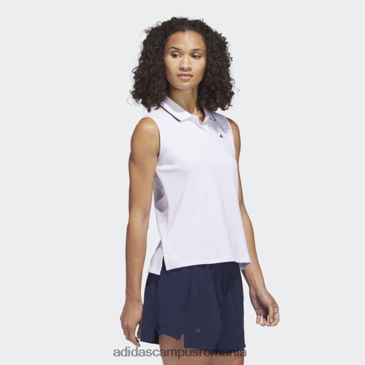 adidas campus romania tricou polo de golf alb fără mâneci din piqué femei alb J266N29790
