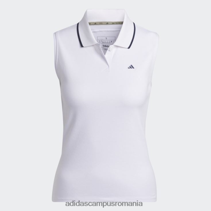 adidas campus romania tricou polo de golf alb fără mâneci din piqué femei alb J266N29790