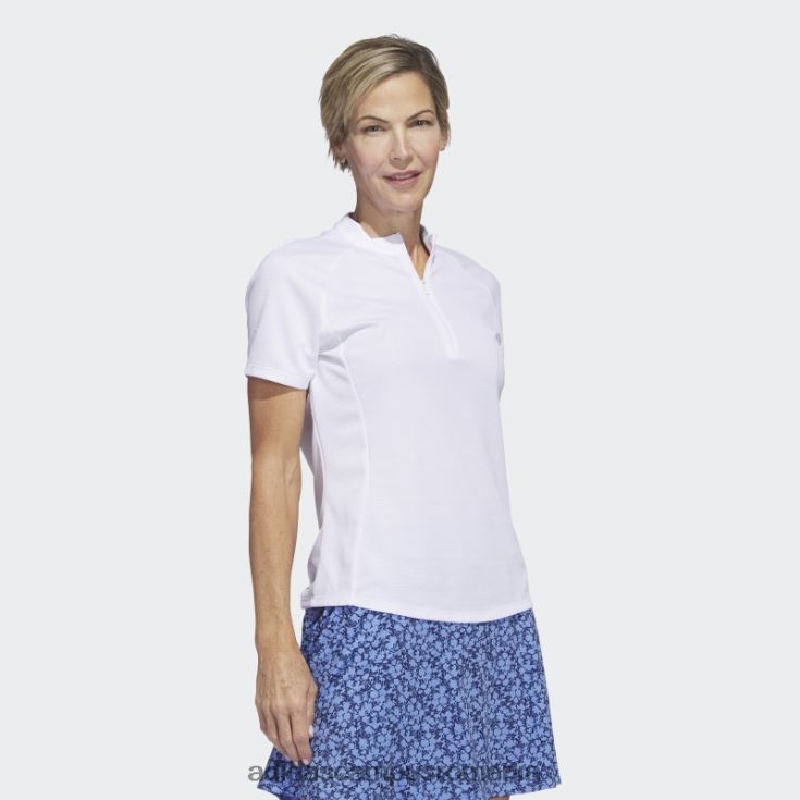 adidas campus romania tricou polo de golf alb texturat femei alb J266N216792
