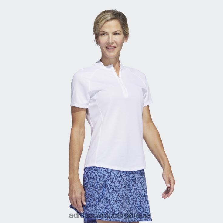adidas campus romania tricou polo de golf alb texturat femei alb J266N216792