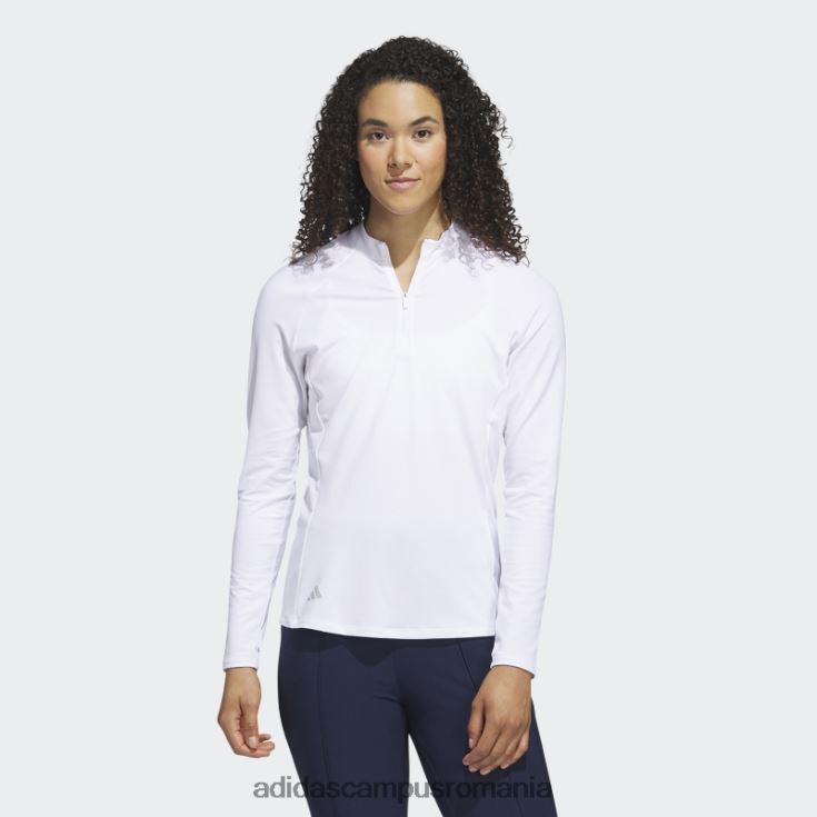 adidas campus romania tricou polo de golf cu mânecă lungă cu fermoar sfert alb femei alb J266N216772