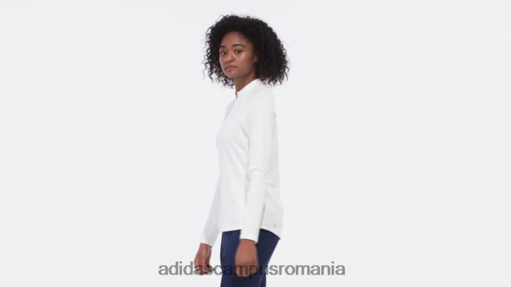 adidas campus romania tricou polo de golf cu mânecă lungă cu fermoar sfert alb femei alb J266N216772