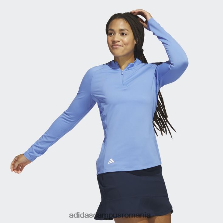 adidas campus romania tricou polo de golf cu mânecă lungă cu fermoar sfert albastru femei albastru J266N29985