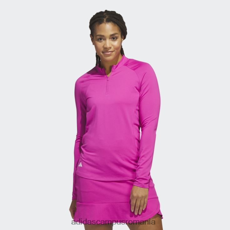 adidas campus romania tricou polo de golf cu mânecă lungă cu fermoar sfert fucsia adidas femei fucsie J266N29951