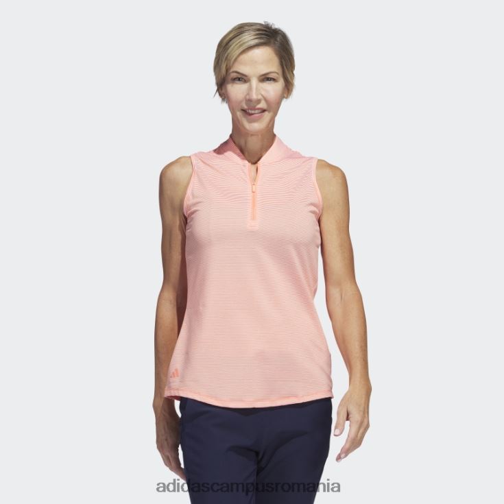 adidas campus romania tricou polo de golf de golf fără mâneci în două culori coral adidas femei coral/alb J266N217469