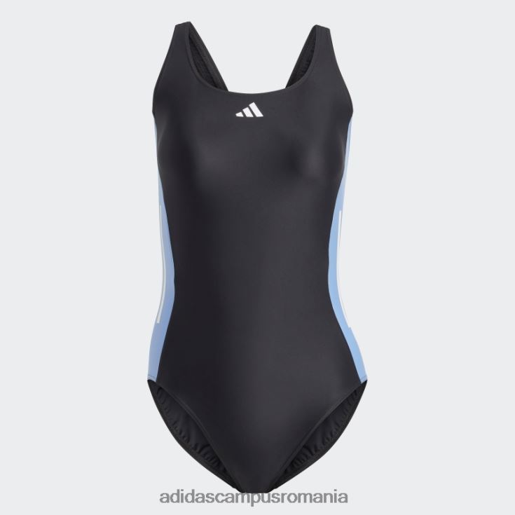 adidas campus romania Costum de baie cu 3 dungi colorblock negru femei negru/albastru/alb J266N216724